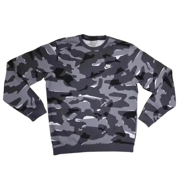 NIKE CLUB CAMO FLEECE CREWNECK SWEATER - Picture 1 of 5